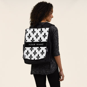 Fleur de Lis, Beige on Green, Royal, Your Name Backpack