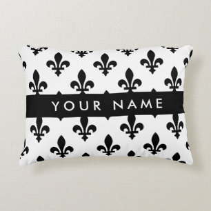 Fleur de Lis, Beige on Green, Royal, Your Name Decorative Cushion