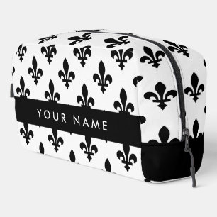 Fleur de Lis, Beige on Green, Royal, Your Name Dopp Kit