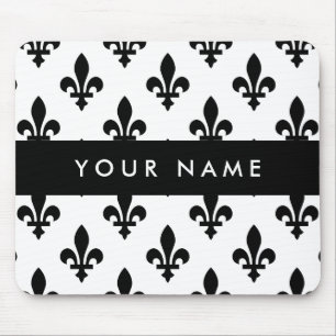 Fleur de Lis, Beige on Green, Royal, Your Name Mouse Pad