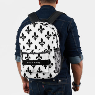 Fleur de Lis, Beige on Green, Royal, Your Name Printed Backpack