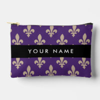 Fleur de Lis, Beige on Purple, Royal, Your Name