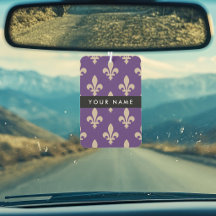 Fleur de Lis, Beige on Purple, Royal, Your Name