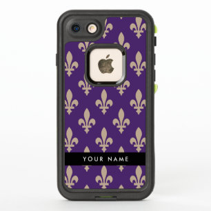 Fleur de Lis, Beige on Purple, Royal, Your Name