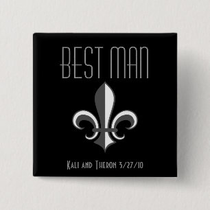 Fleur de lis best man 15 cm square badge