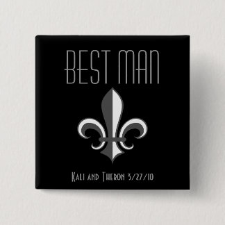 Fleur de lis best man 15 cm square badge