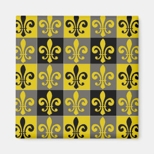 Fleur De Lis Black and Gold Tiles Magnet