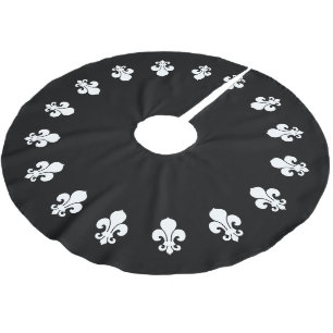 Fleur De Lis Black Brushed Polyester Tree Skirt