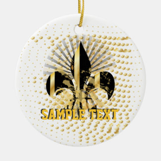 Fleur de Lis/black + gold Ceramic Tree Decoration
