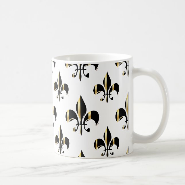 Fleur de Lis/black/gold Coffee Mug (Right)