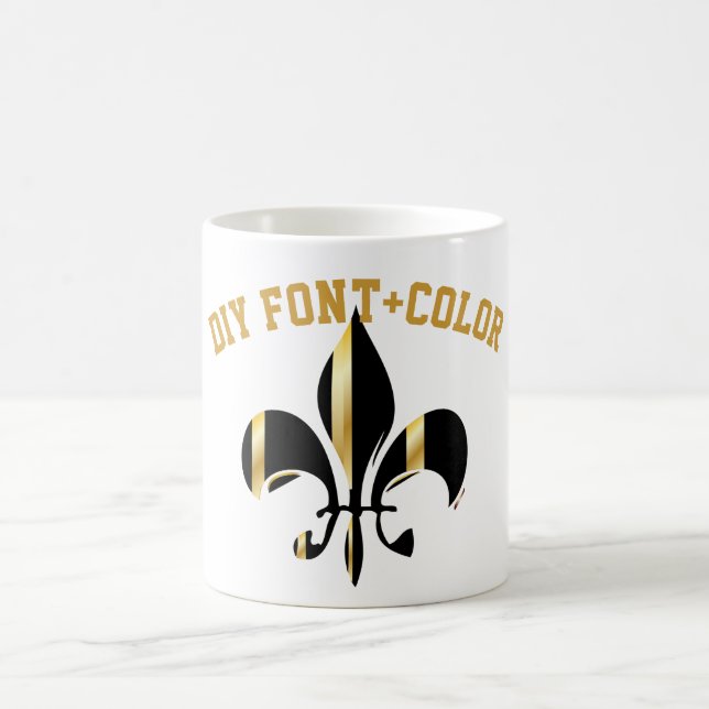 Fleur de Lis/black/gold/DIYfont Coffee Mug (Center)