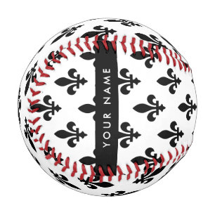 Fleur de Lis, Black on White, Black, Your Name Baseball