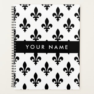 Fleur de Lis, Black on White, Black, Your Name Planner