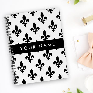 Fleur de Lis, Black on White, Black, Your Name Planner
