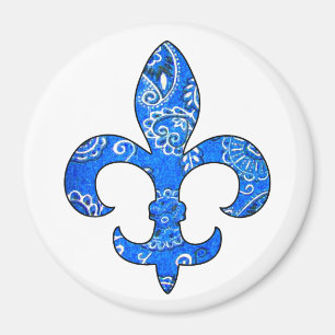 Fleur de lis Blue Bandanna Magnet