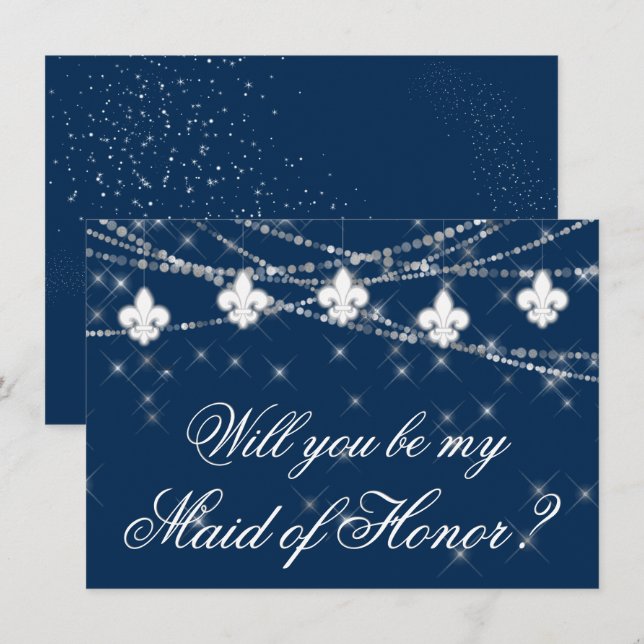 Fleur de Lis Blue Lights | Be My Maid of Honour As (Front/Back)