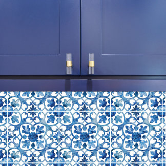 Fleur-de-lis Blue Watercolor  Ceramic Tile