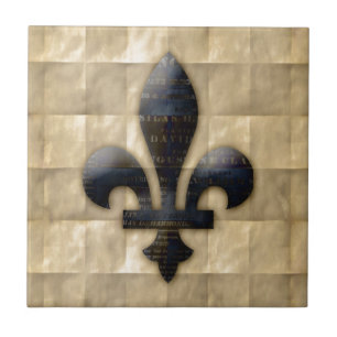 Fleur de Lis Bronze Tan Tile
