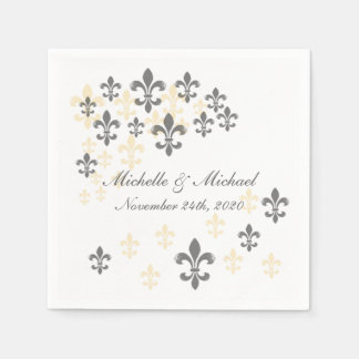 Fleur de Lis Cascade Cocktail Napkins