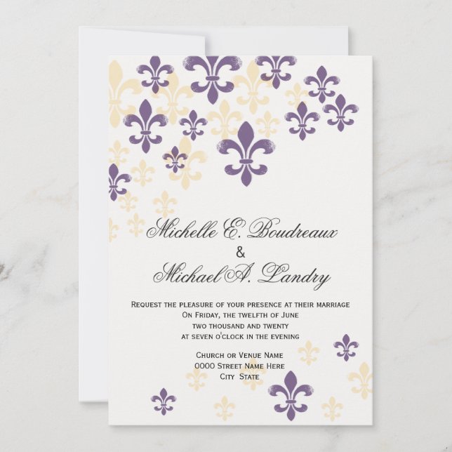 Fleur de Lis Cascade Informal Wedding 1 Invitation (Front)
