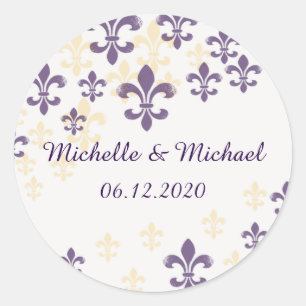 Fleur de Lis Cascade Round Stickers