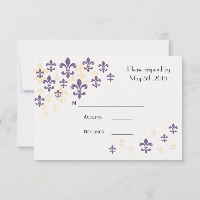 Fleur de Lis Cascade RSVP Cards (Front)