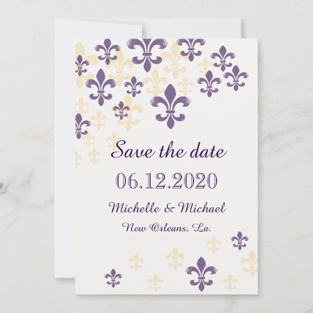 Fleur de Lis Cascade Save the Date (Front)