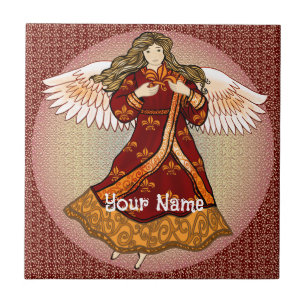 Fleur de lis Christian angel  Ceramic Tile