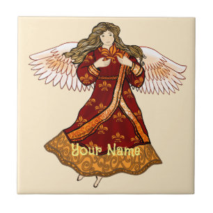 Fleur de lis Christian angel Ceramic Tile