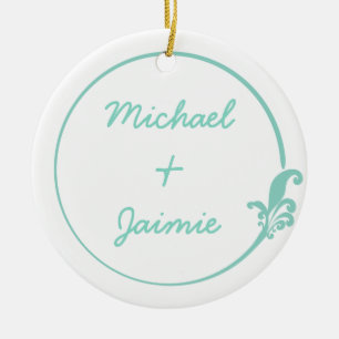 Fleur-de-Lis Circle Ceramic Ornament