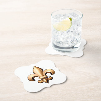Fleur De Lis Coasters - White & Gold