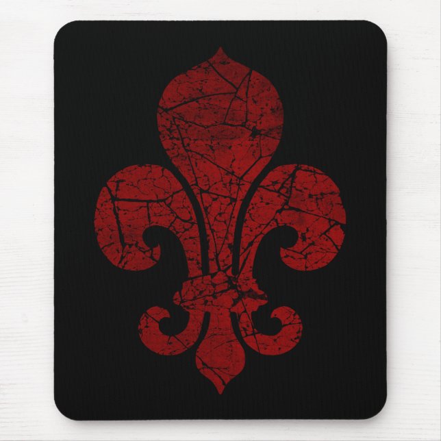 fleur-de-lis-cracked_red mouse pad (Front)
