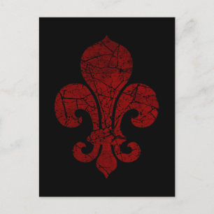 fleur-de-lis-cracked_red postcard