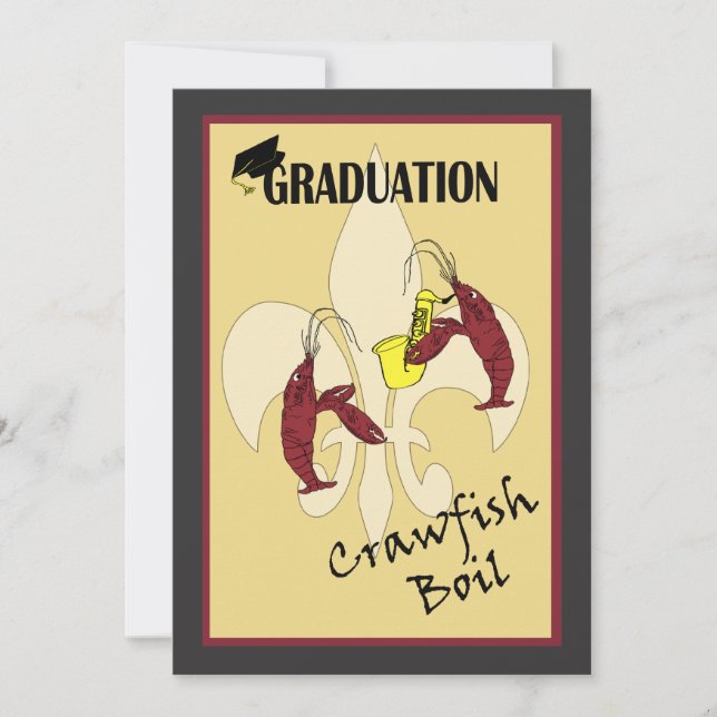 Fleur de Lis Crawfish Boil Graduation Invitation (Front)