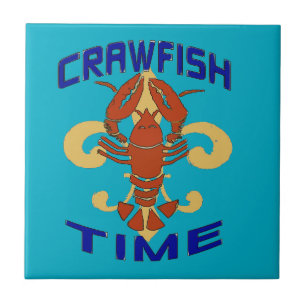 Fleur De Lis Crawfish Ceramic Tile