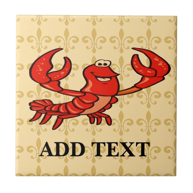 Fleur De Lis Crawfish Ceramic Tile (Front)