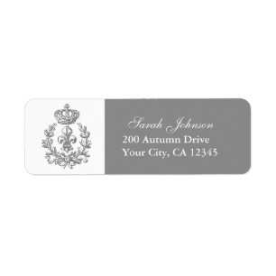 Fleur-de-lis, Crown and Wreath Return Address Label