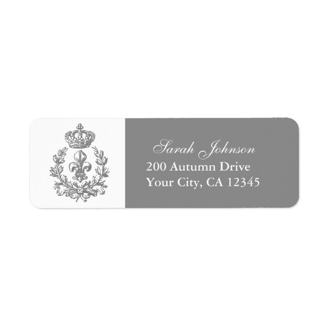 Fleur-de-lis, Crown and Wreath Return Address Label (Front)