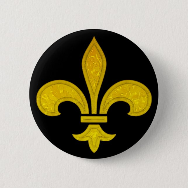 Fleur De Lis Cut Glass 6 Cm Round Badge (Front)
