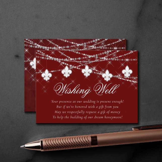 Fleur de Lis Dark Red Lights | Honeymoon Wish Enclosure Card (Creator Uploaded)