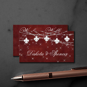 Fleur de Lis Dark Red Lights Wishing Well Poem Enclosure Card
