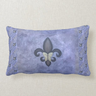 Fleur-de-Lis Decor   Blue Butterfly Royal Azure Lumbar Cushion
