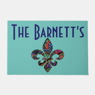 Fleur De Lis  Decorative Mardi Gras Outdoor Doormat