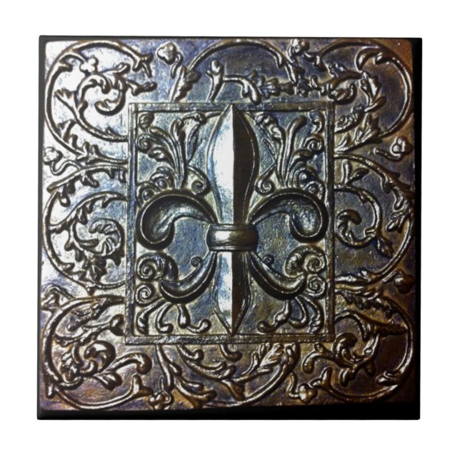 FLEUR DE LIS DESIGN CERAMIC TILE (Front)