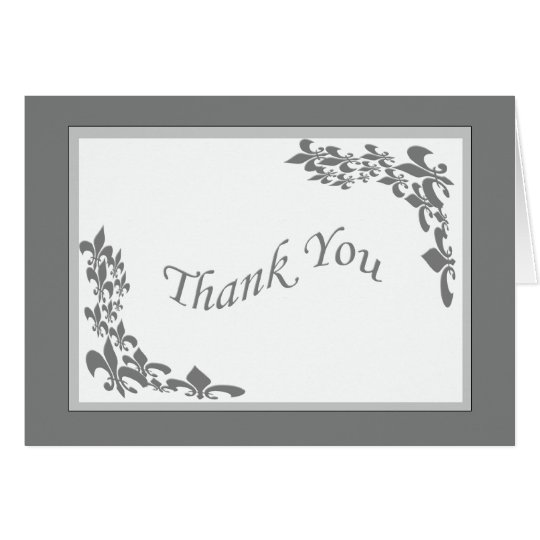 Fleur de Lis Design Thank You (grey) Card