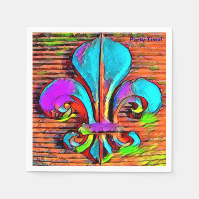 Fleur De Lis Digital Art Design Party Napkins (Front)