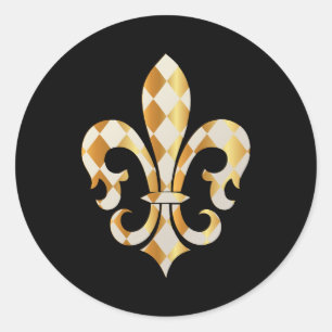 Fleur de Lis, DIY background+text Classic Round Sticker