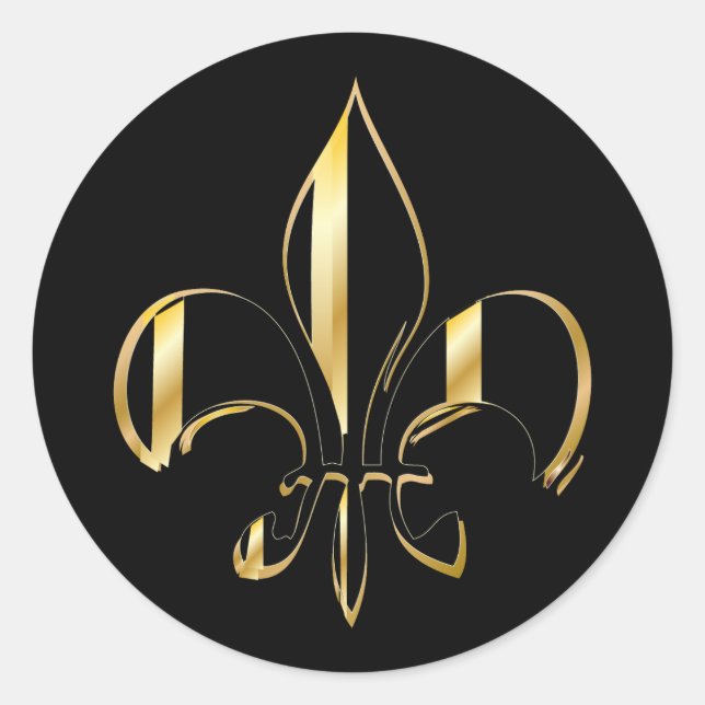 Fleur de Lis, DIY background+text Classic Round Sticker (Front)