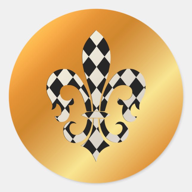 Fleur de Lis, DIY background+text Classic Round Sticker (Front)
