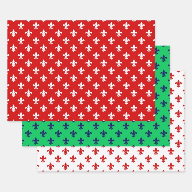 Fleur de Lis DIY Pattern & Background Colours Wrapping Paper Sheet (Set)